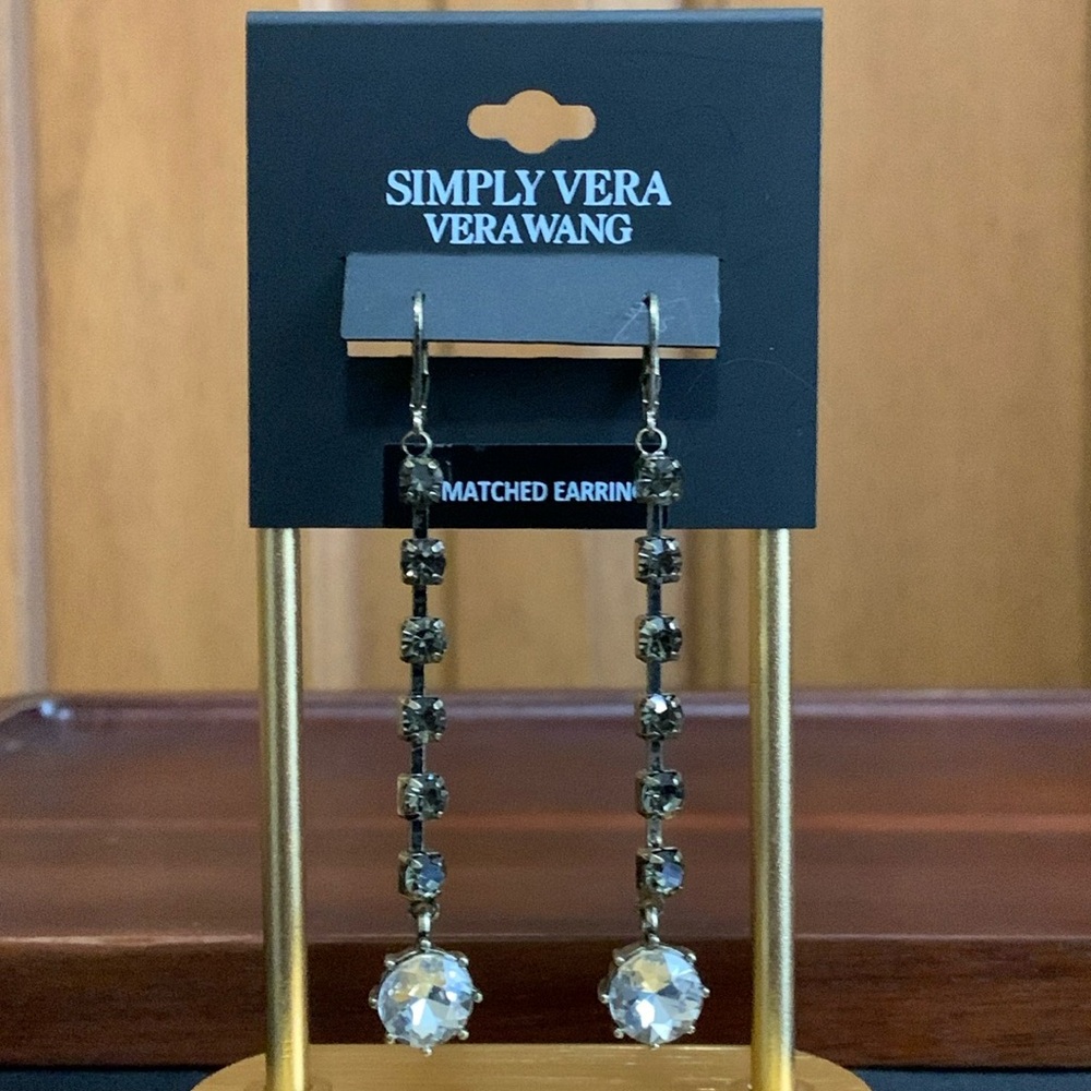 NWT Simply Vera Vera Wang brass tone rhinestone earrings